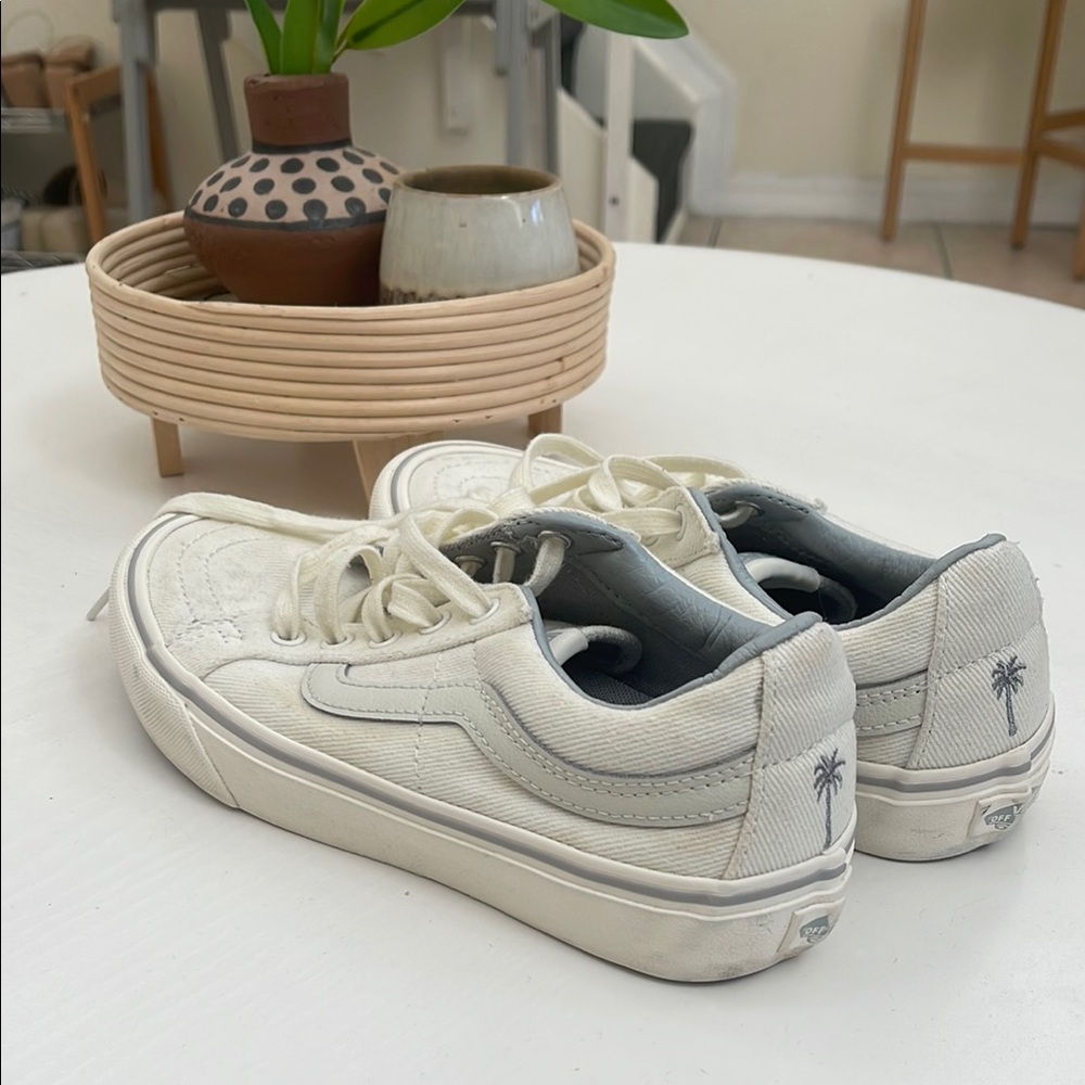 White Vans Sneakers with Palm Tree Detail